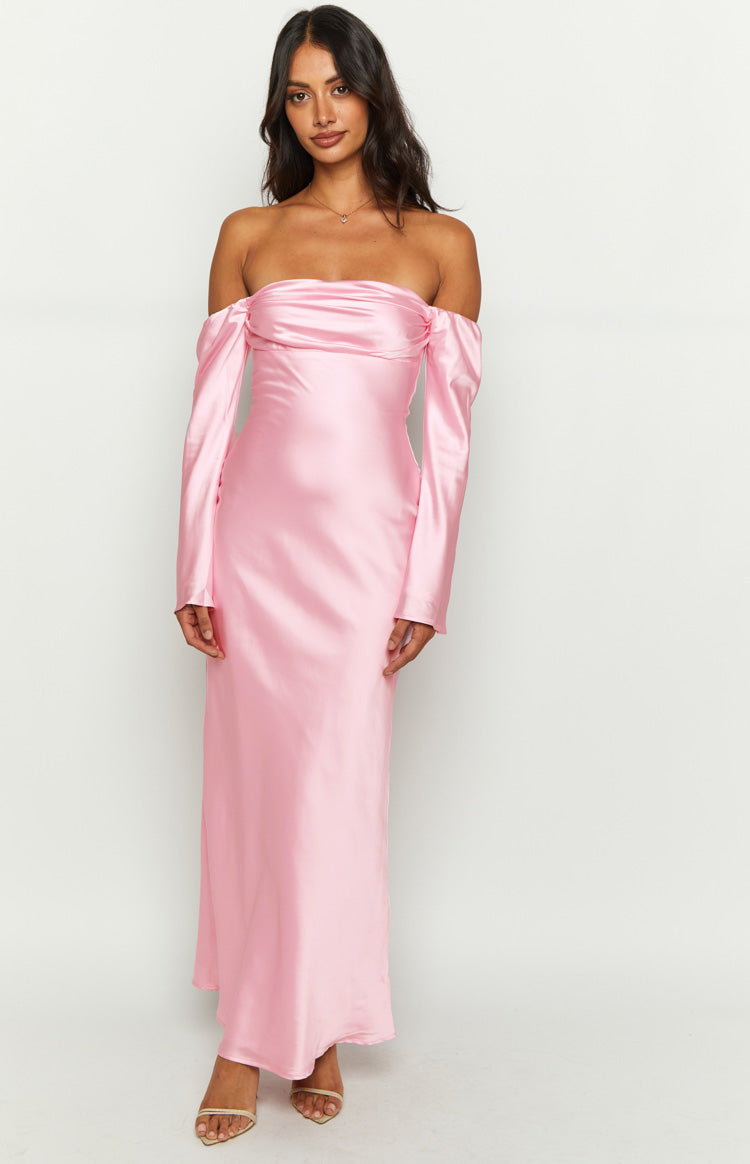 Alita Baby Pink Off The Shoulder Long Sleeve Maxi Formal Dress - US 8 | Beginning Boutique Exclusive Alita Baby Pink Off The Shoulder Long Sleeve Maxi Formal Dress - US 8 | Beginning Boutique Exclusive