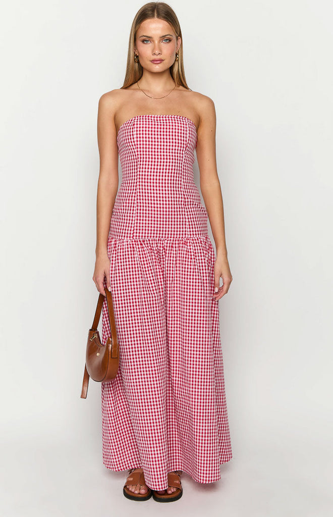 Gingham Maxi Dress - Fuchsia main image 1