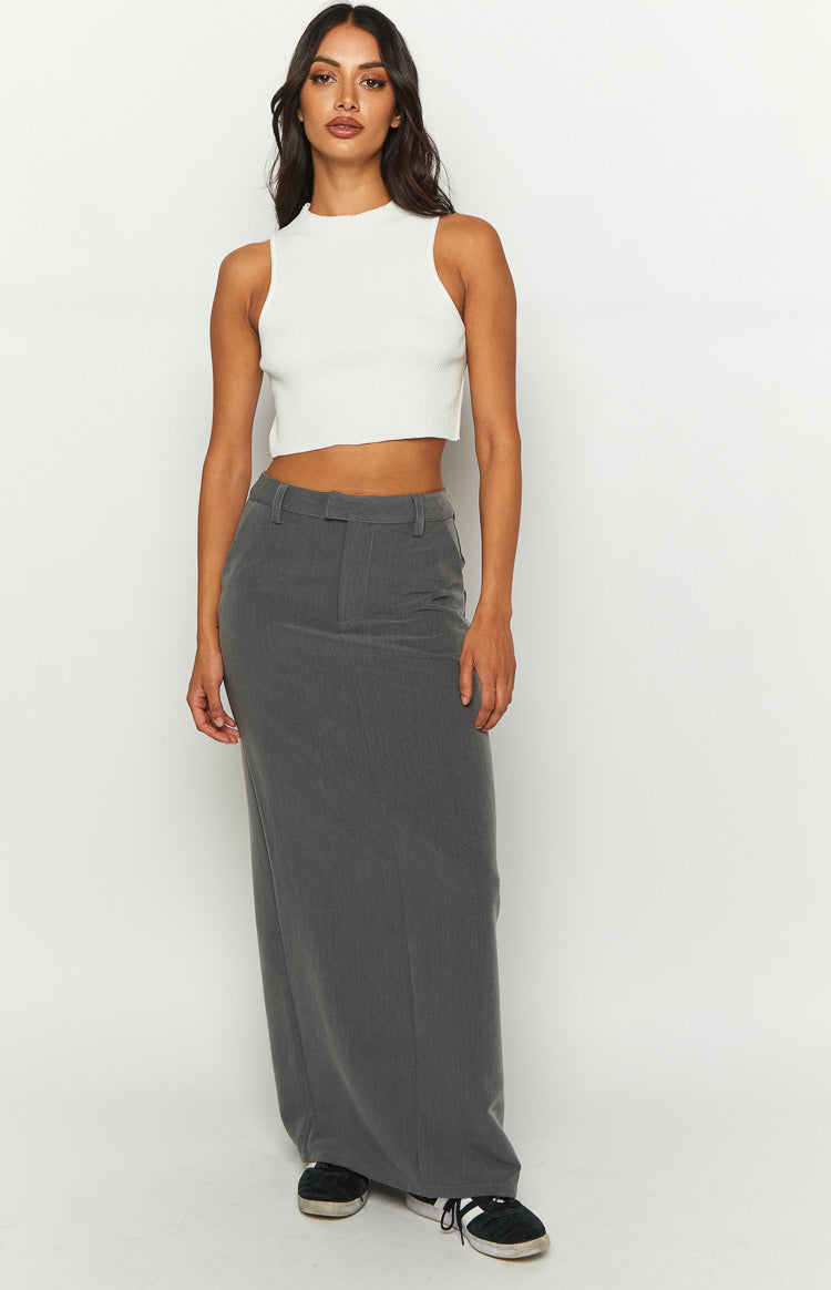 Banksi Grey Maxi Skirt - US 8 | Beginning Boutique Exclusive Banksi Grey Maxi Skirt - US 8 | Beginning Boutique Exclusive