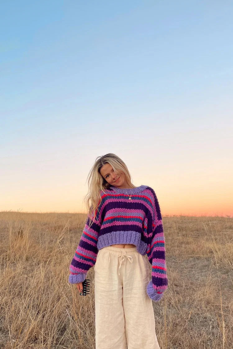 Belmont Stripe Sweater Purple - Xs/S