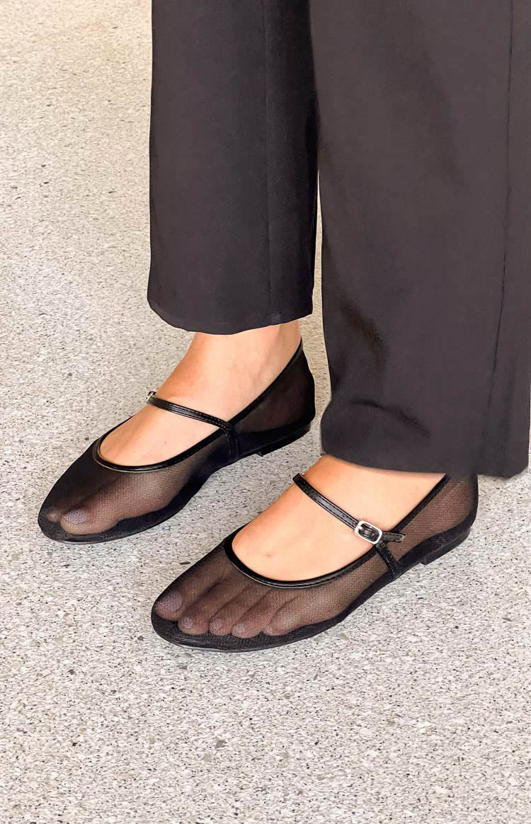 Billini Gilda Black Mesh Ballet Flats Beginning Boutique US