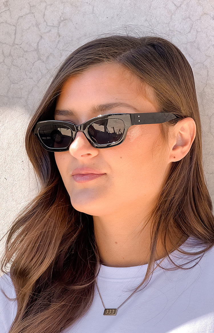 Black Slimline Sunglasses Beginning Boutique US - Main Image