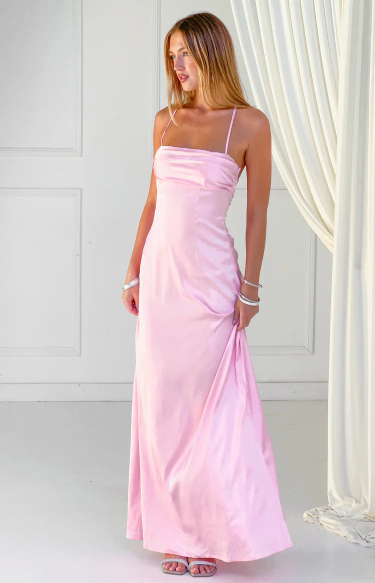 hot pink satin maxi dress Live For You Off The Shoulder Maxi Dress Hot Pink