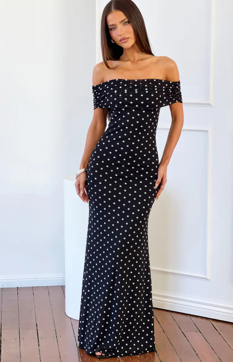 polka dot mesh maxi dress Polka Dot Print Mesh Maxi Dress XL