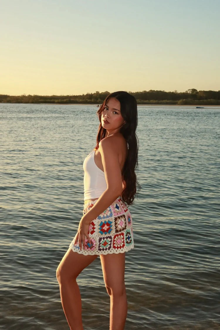 Davina White Crochet Mini Skirt - US 8