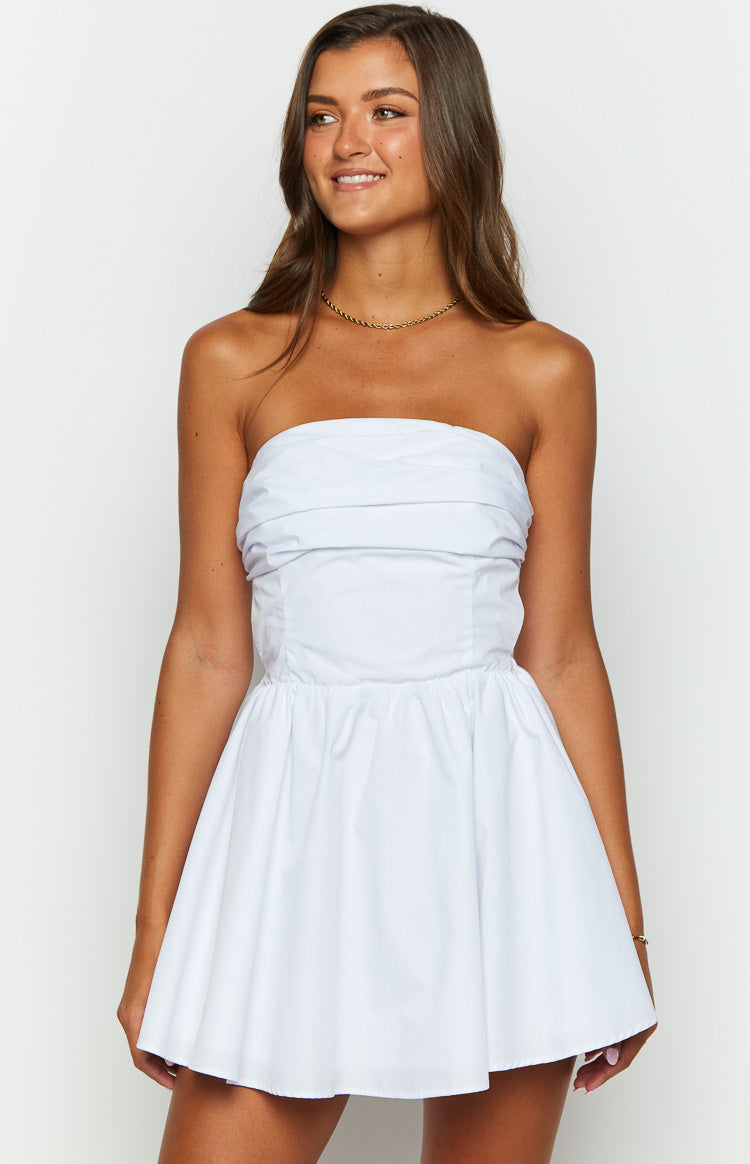 Declynn White Strapless Mini Dress - US 4