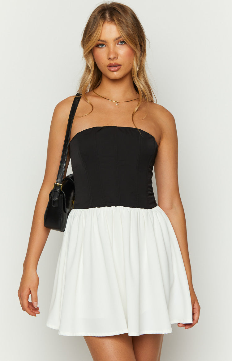 Draven Black And White Corset Mini Dress | Beginning Boutique US