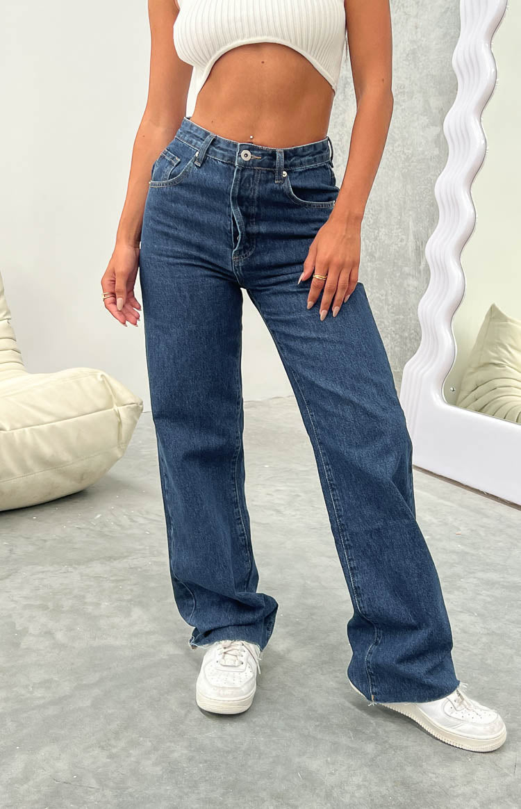 Essie Dark Blue Straight Leg Jeans Beginning Boutique US