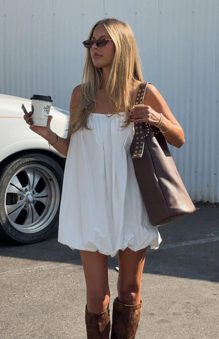 green dress white boots Women's My Kind Of Cute One Shoulder Mini Dress in Light Mint
