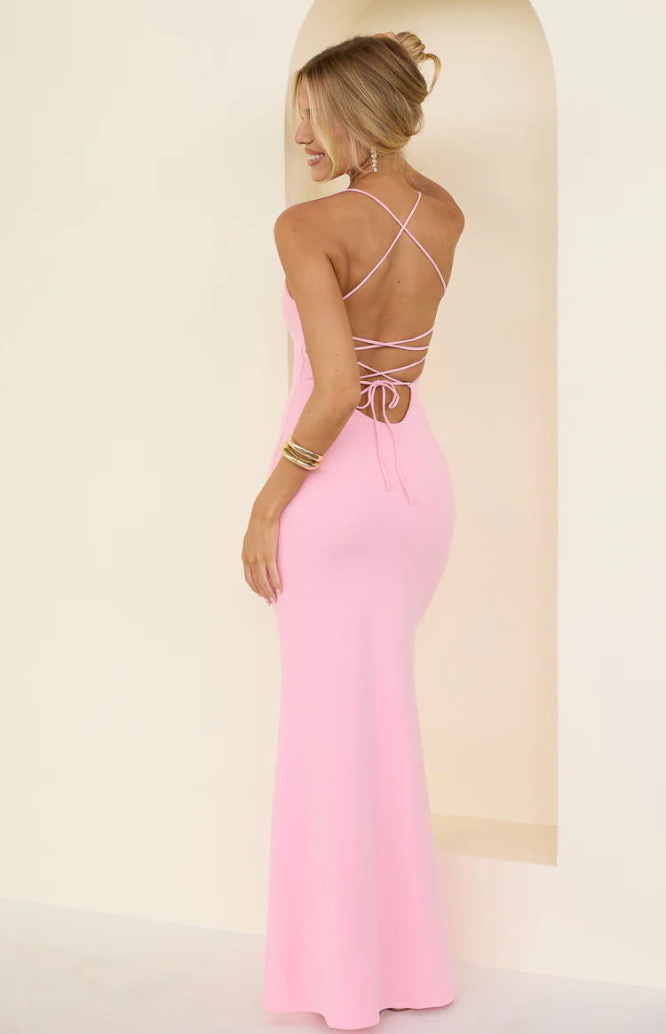 Harriet Pink Crepe Maxi Dress | Beginning Boutique US Harriet Pink Crepe Maxi Dress | Beginning Boutique US