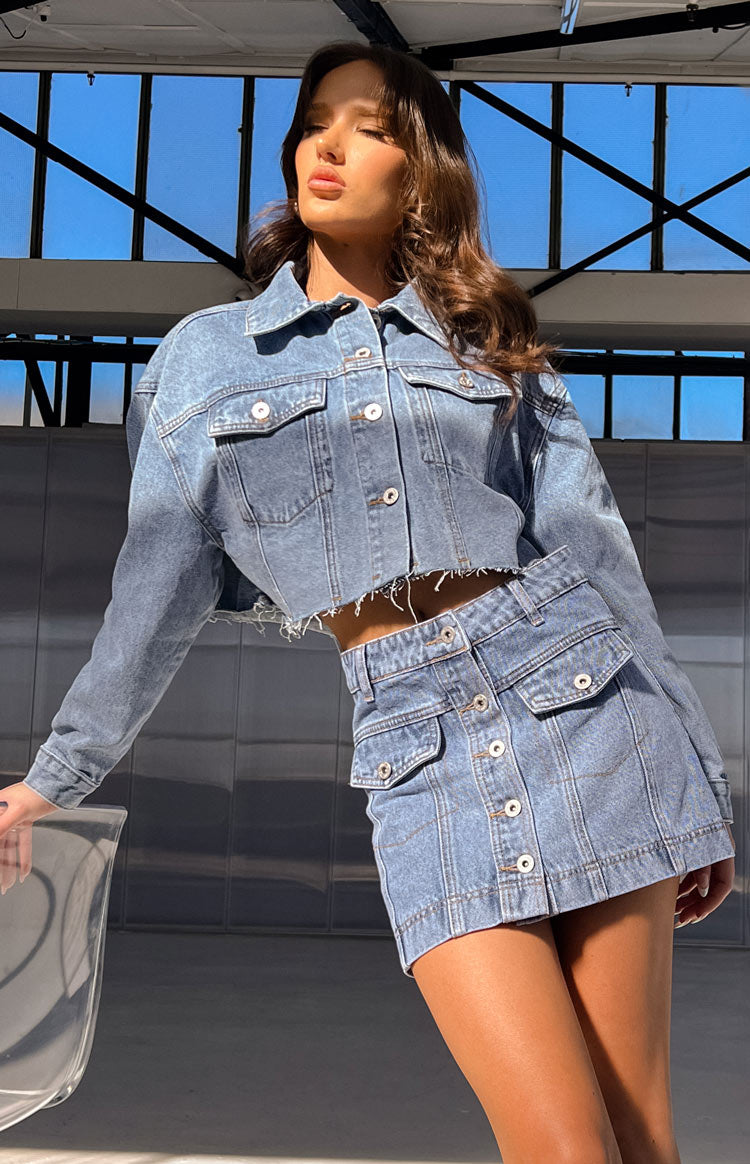 crop denim jacket with dress Cropped Denim Jacket