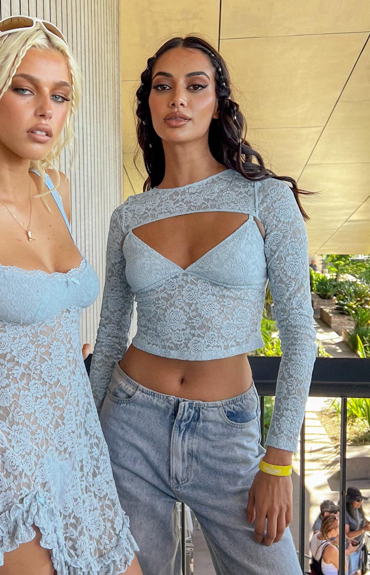 Here With Me Blue Lace Cami and Shrug Set | Beginning Boutique US