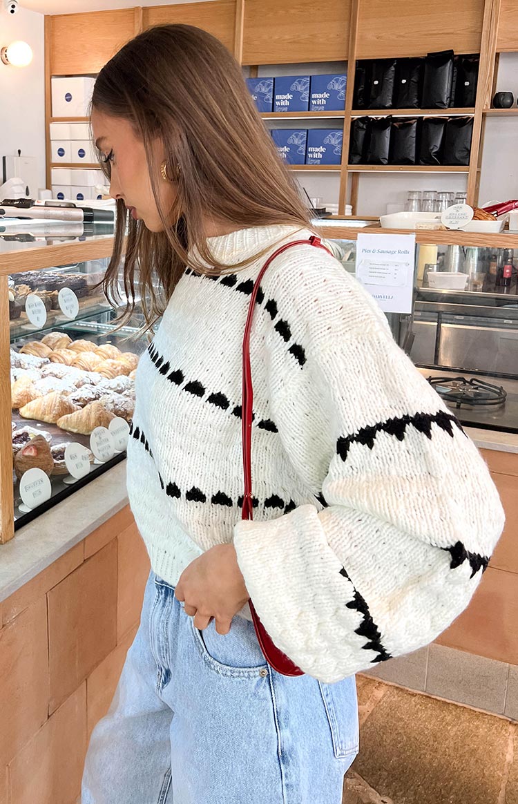 Holly White Heart Stripe Sweater Beginning Boutique US