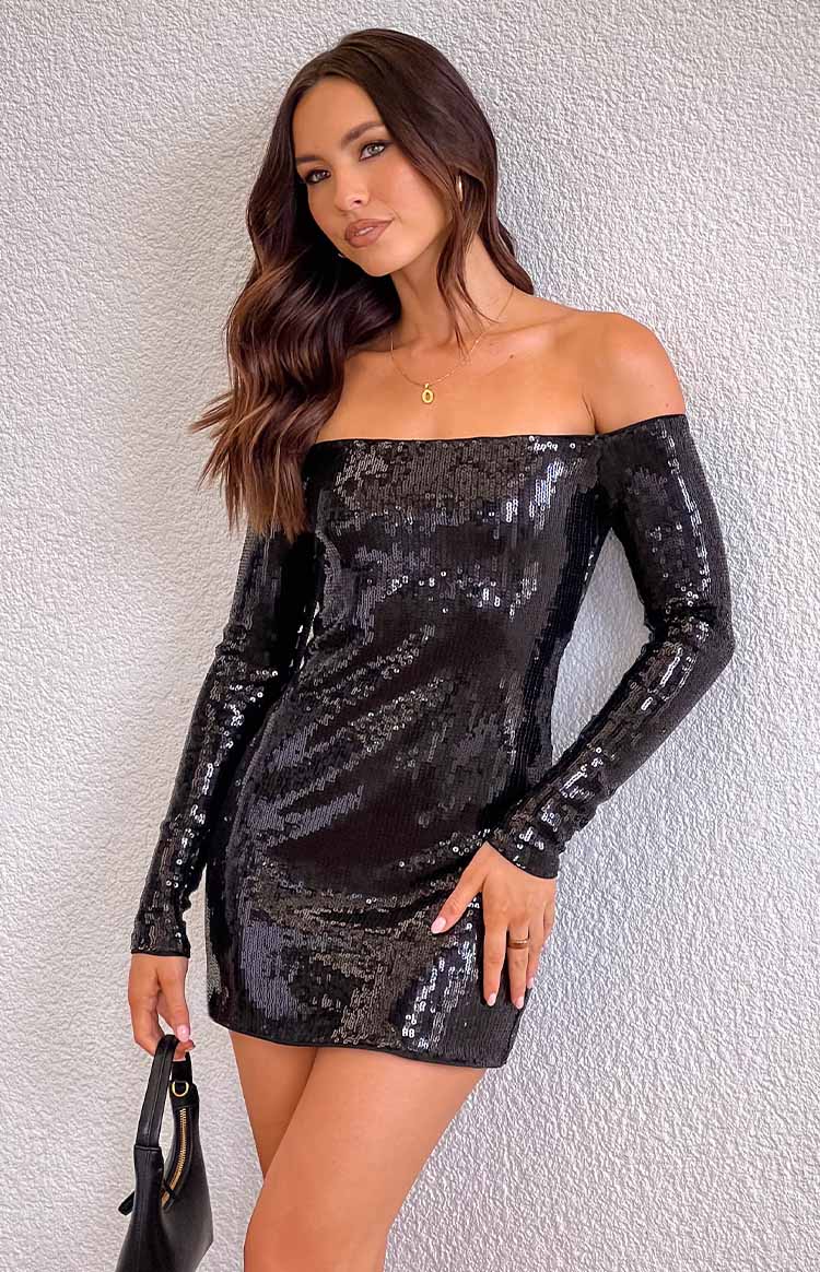 long sleeve black glitter dress Jazmin Sequin Mini - US 6 Style with heels and Bridal Dresses 2025 Black Tulle Mermaid Lace Size:XL (US 6)