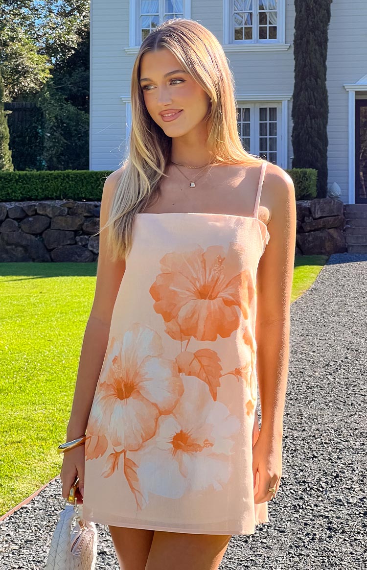 Jannie Orange Floral Mini Dress - 14