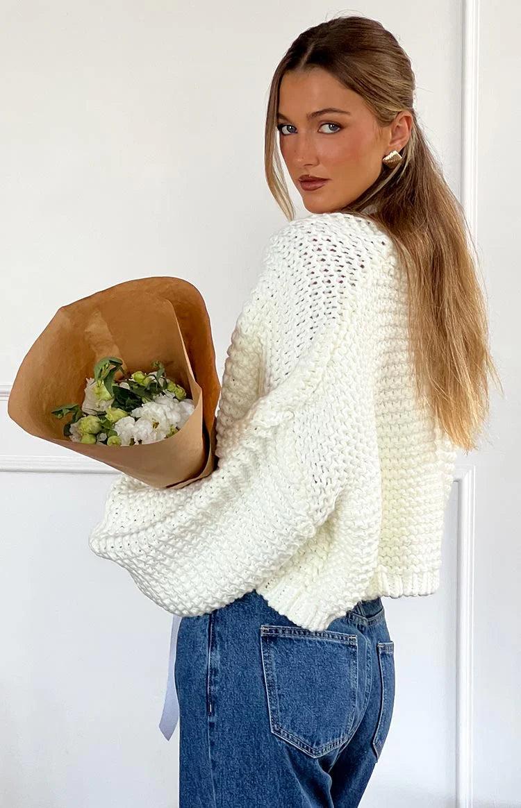 Jen White Knit Cardigan | Beginning Boutique US