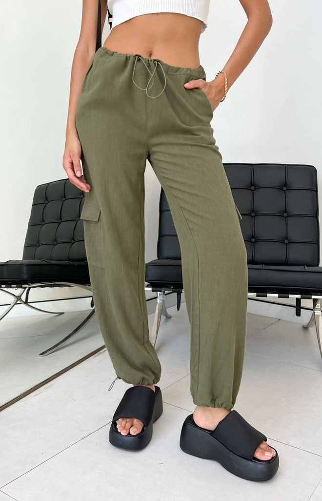 Kady Khaki Soft Cargo Pants Beginning Boutique US