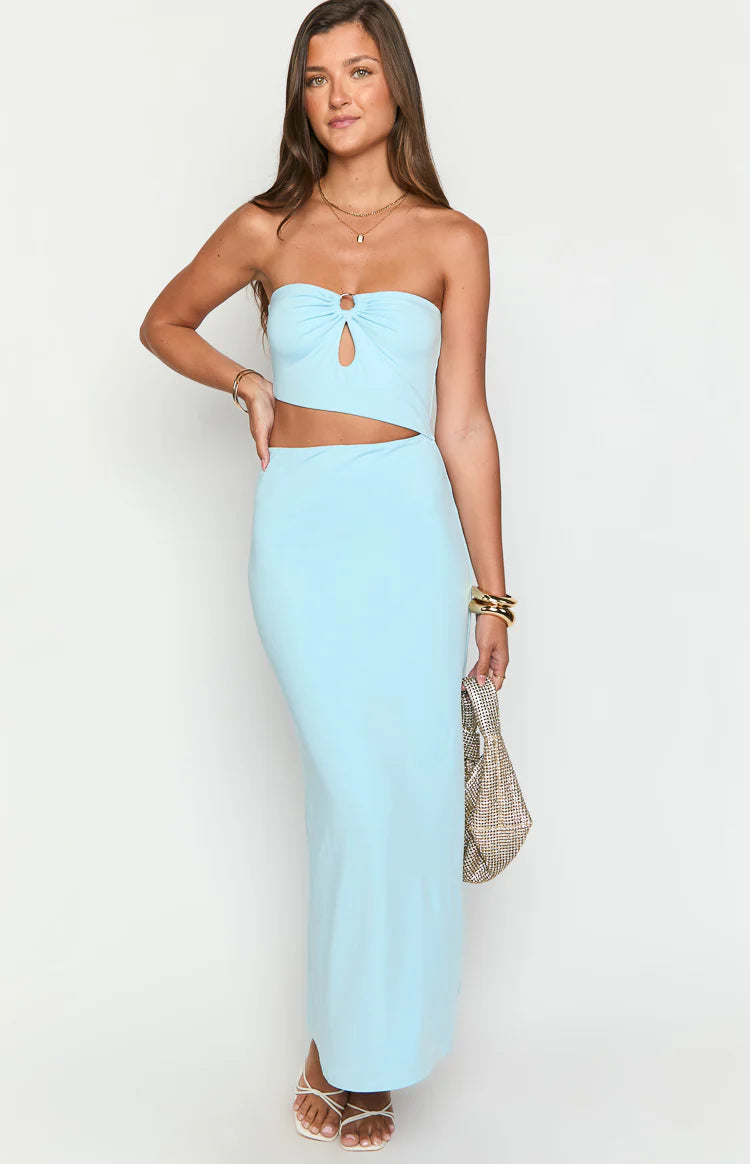 Kain Blue Strapless Maxi Dress - US 6