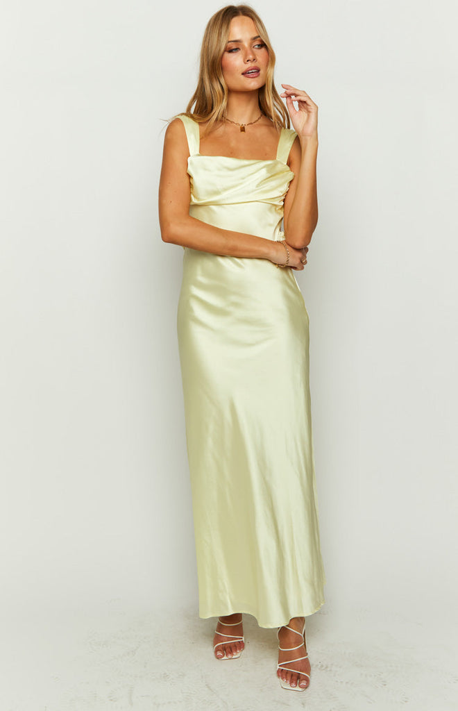 Laria Yellow Satin Formal Maxi Dress – Beginning Boutique US Laria Yellow Satin Formal Maxi Dress – Beginning Boutique US