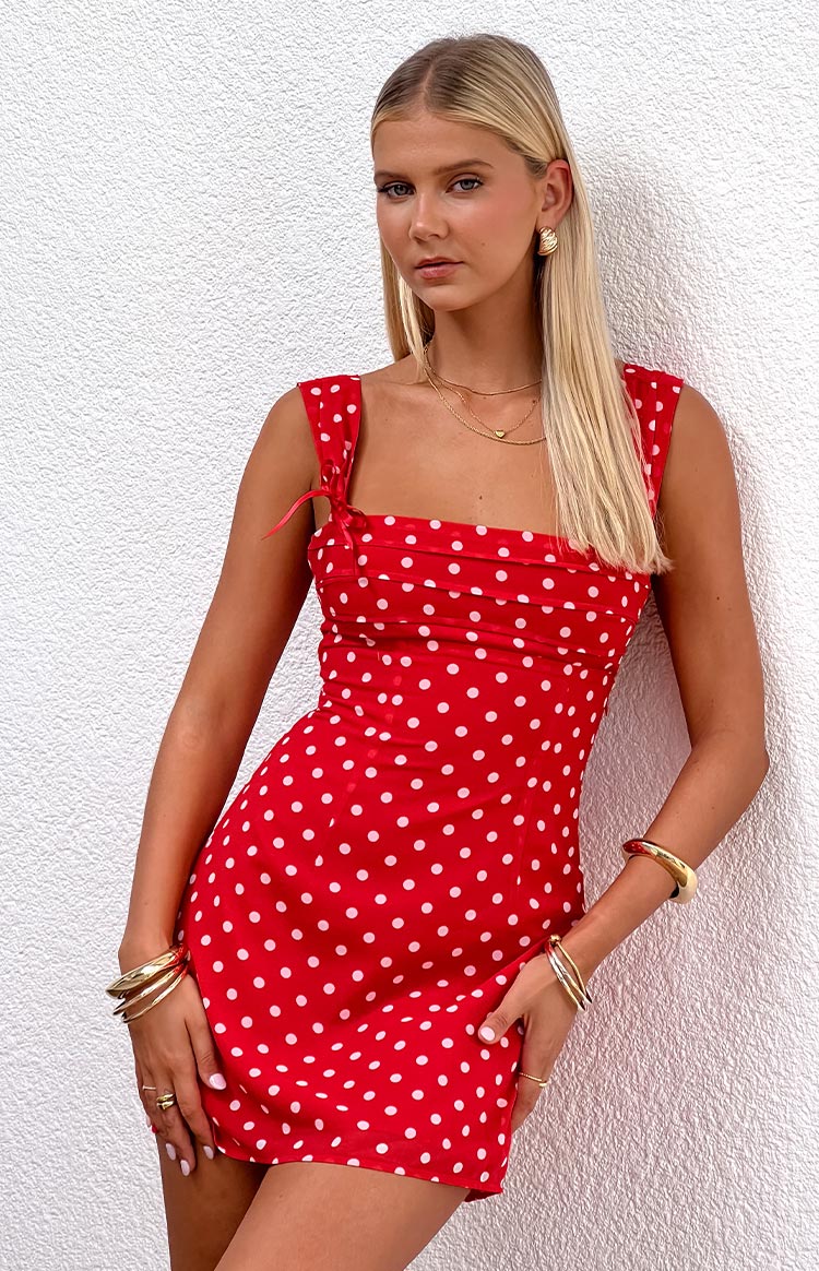 petite red polka dot dress Red Polka Dot Satin Mini Dress - FINAL SALE Small | Women's Online Boutique | Boho Chic Style