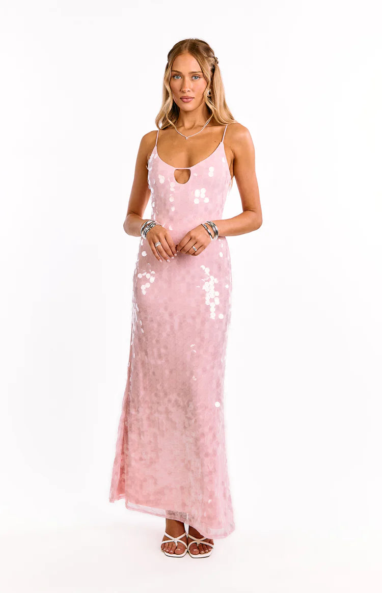 Lyanna Pink Sequin Maxi Dress - US 4 | Beginning Boutique Exclusive Lyanna Pink Sequin Maxi Dress - US 4 | Beginning Boutique Exclusive