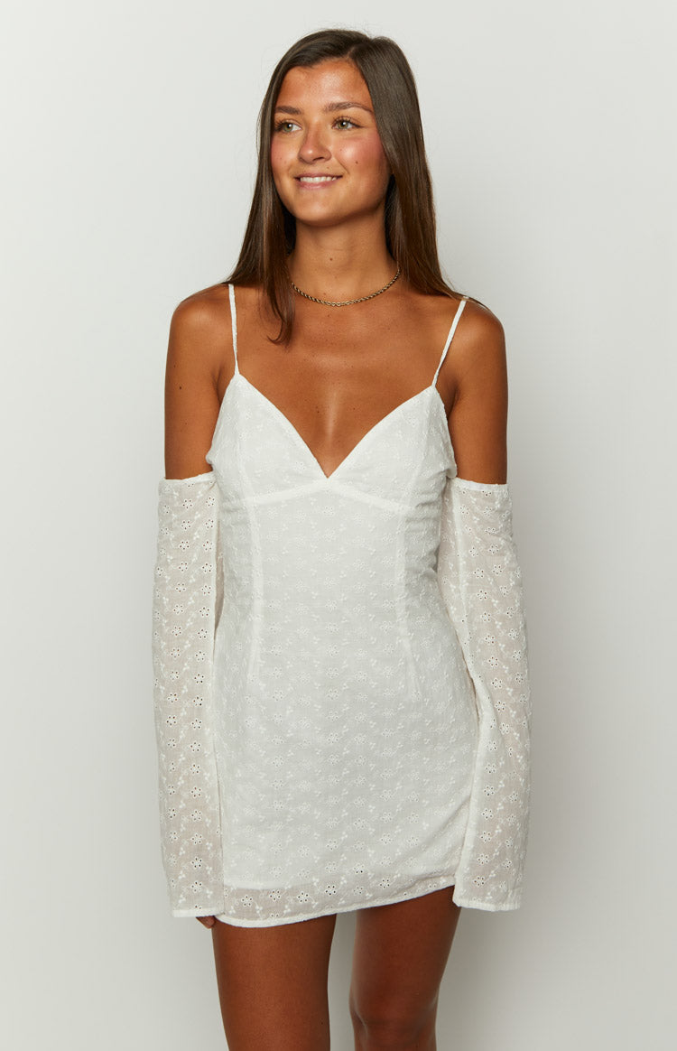 Miami White Mini Dress - US 10 | Beginning Boutique Exclusive Miami White Mini Dress - US 10 | Beginning Boutique Exclusive