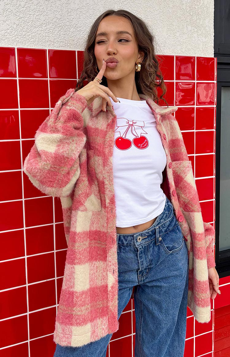 Neve Pink Check Jacket | Beginning Boutique US