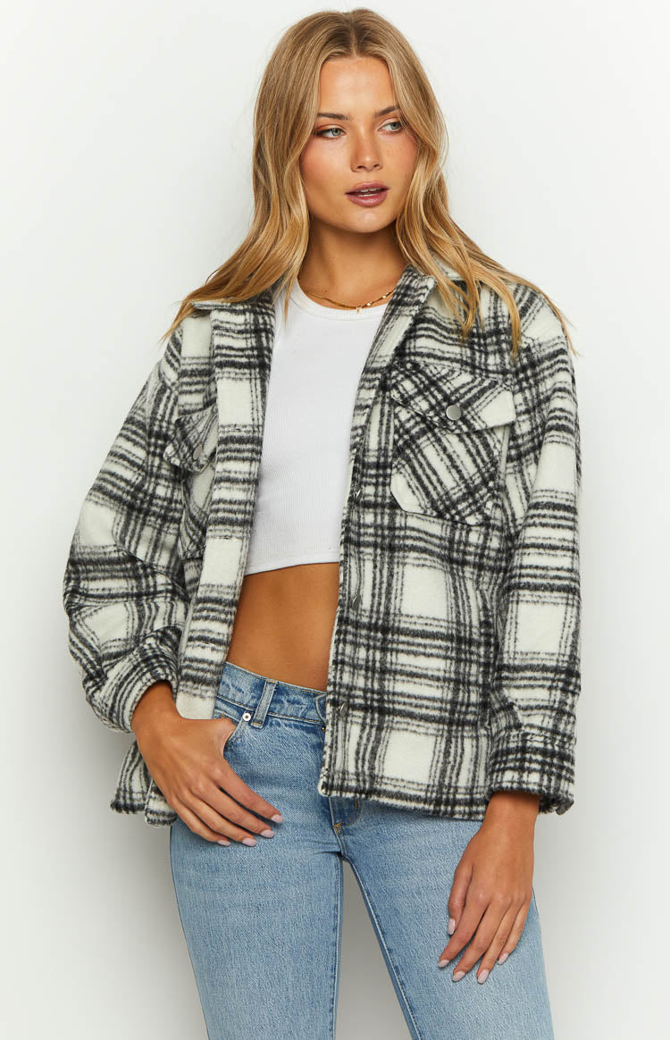 Orson Fleece Black and White Check Jacket Beginning Boutique US