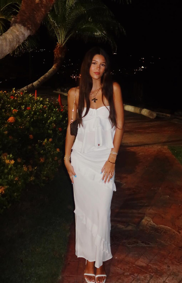 Raleigh White Ruffle Maxi Skirt - US 10