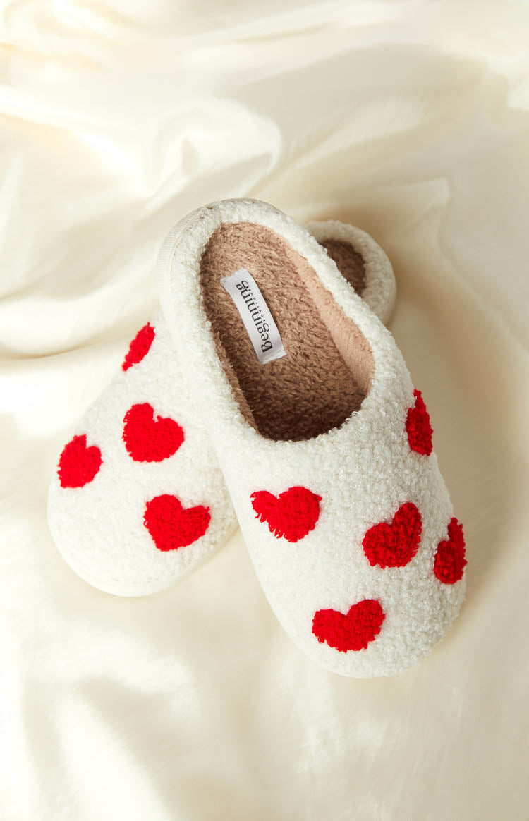 Sweetheart Sole White Love Heart Slippers (FREE over $200) Image