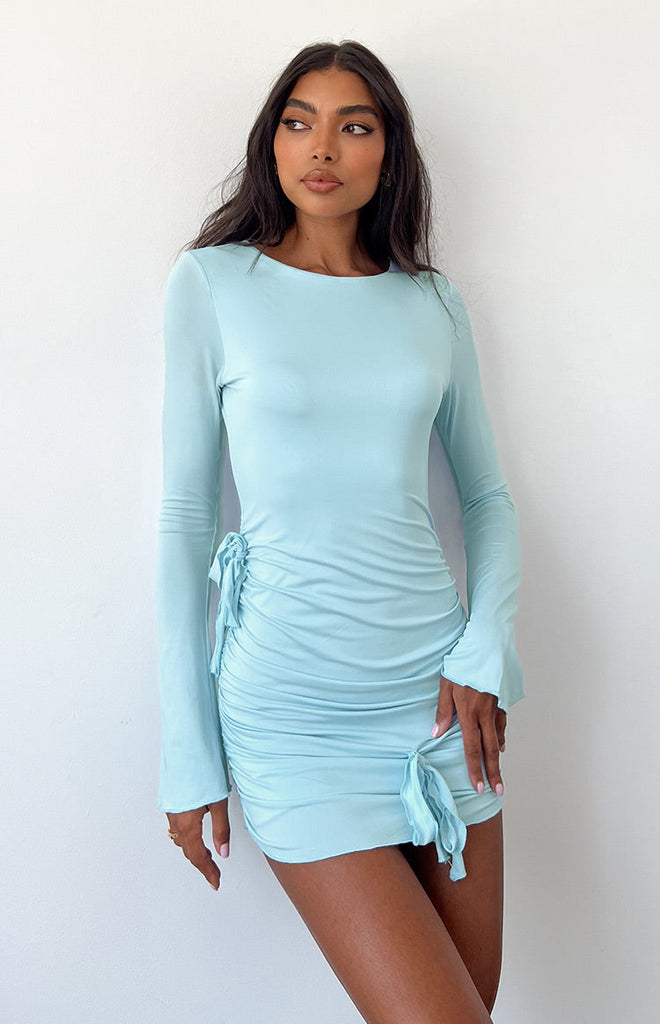 Yarrina Light Blue Long Sleeve Mini Dress