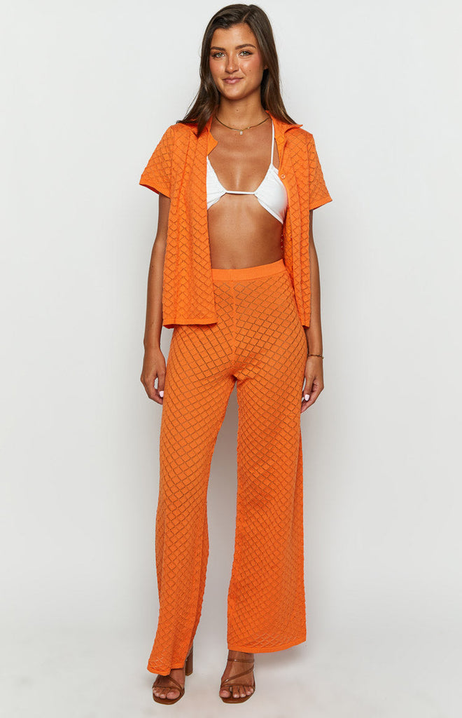 Zaida Orange Knit Pants – Beginning Boutique US