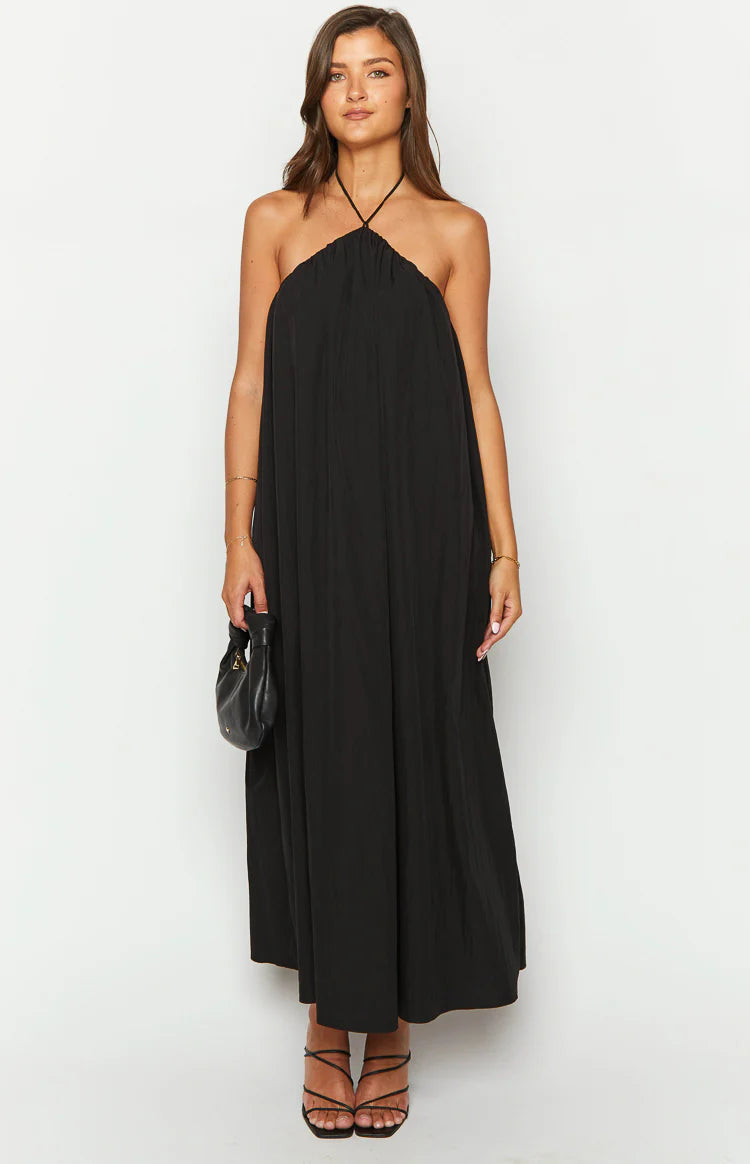 Ziggy Black Halter Neck Maxi Dress - US 14 | Beginning Boutique exclusive Ziggy Black Halter Neck Maxi Dress - US 14 | Beginning Boutique exclusive