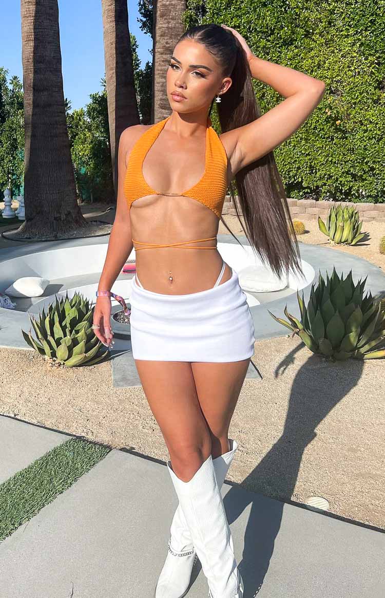 Elva White Knit Mini Skirt Beginning Boutique US