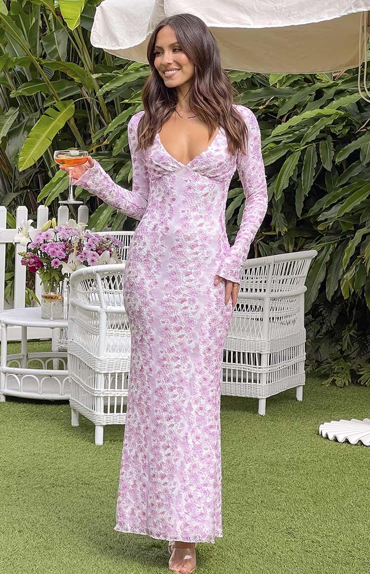 Zach Pink Long Sleeve Maxi Dress Beginning Boutique US