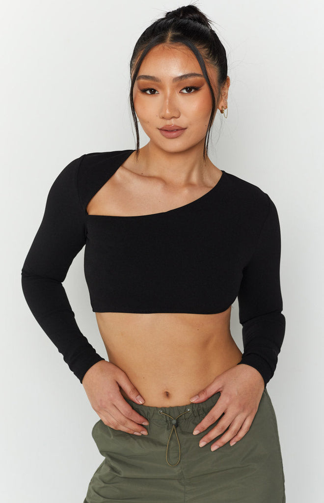Sariah Black Long Sleeve Top Beginning Boutique US