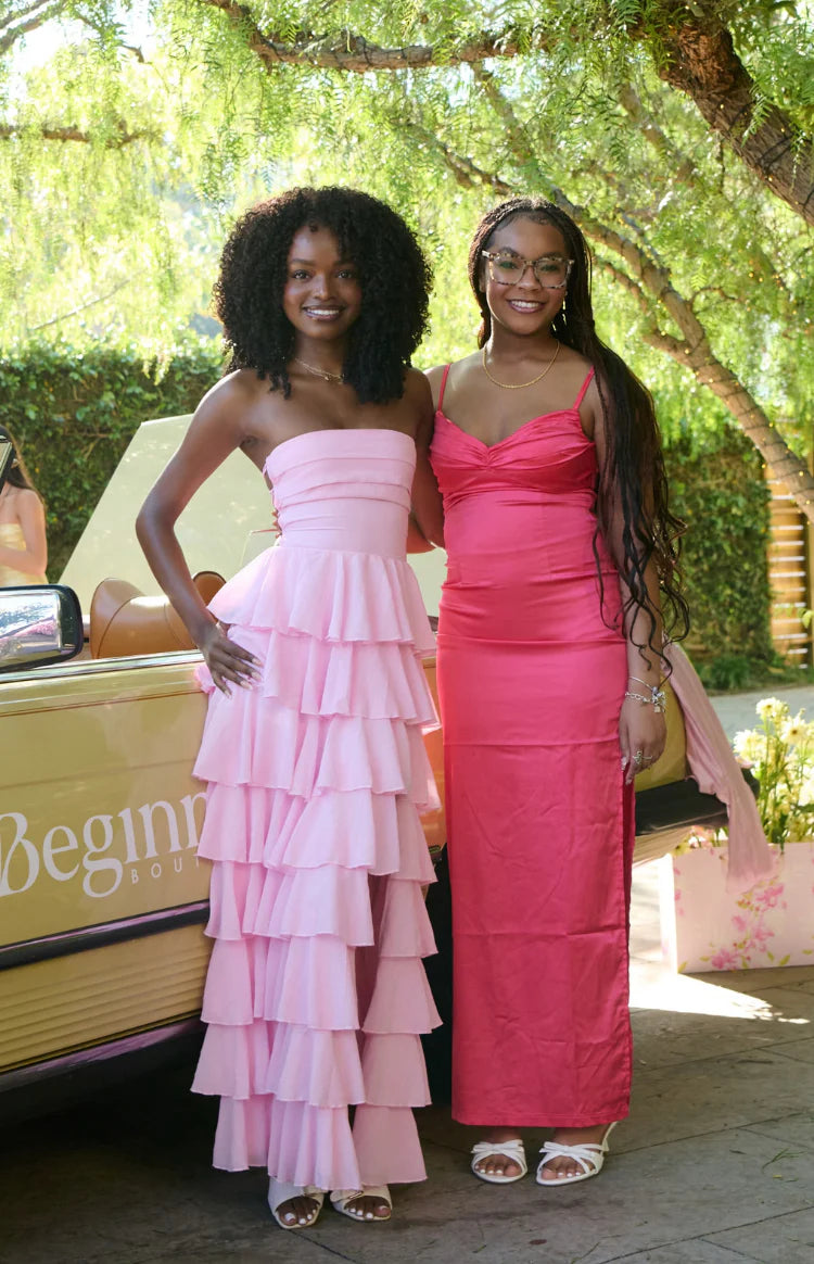 Kim Pink Strapless Ruffle Maxi Dress - 14 | Beginning Boutique Exclusive Kim Pink Strapless Ruffle Maxi Dress - 14 | Beginning Boutique Exclusive