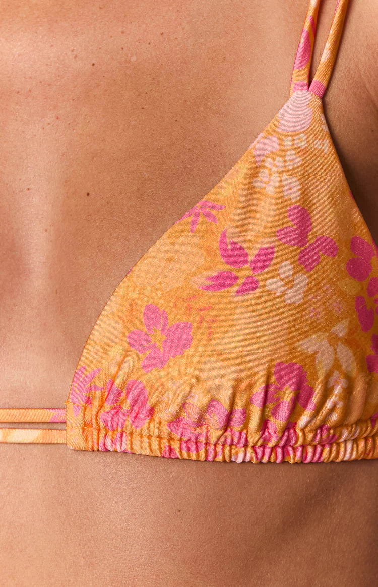 9.0 Swim Sumba Orange Floral Bikini Top