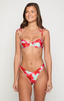 Beginning Boutique 9.0 Swim Bianca Green Floral Bikini Top green and red floral print underwire balconette swim top with tie straps