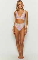 9.0 Swim Majorca Painted Floral High Waisted Bikini Bottoms