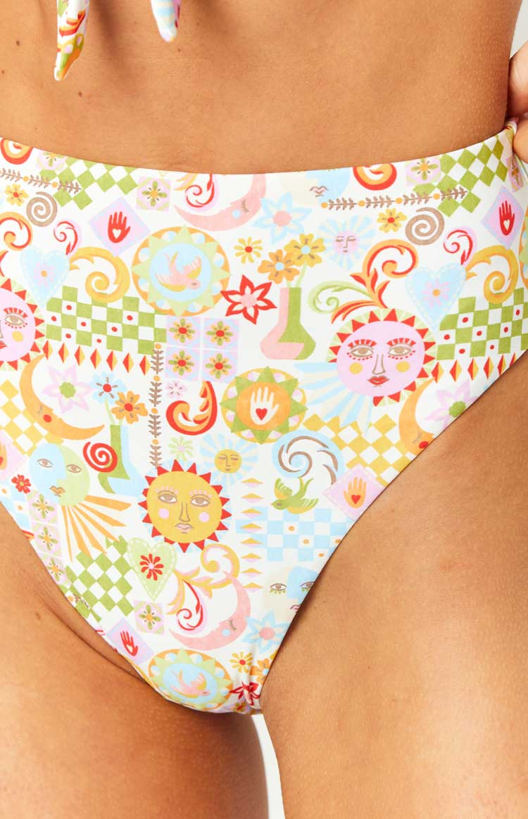 9.0 Swim Majorca Summer Multi Print High Waisted Bikini Bottoms Image