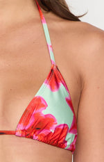 9.0 Swim Oceania Green Floral Triangle Bikini Top