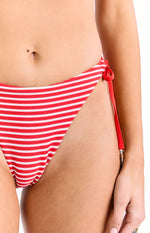 9.0 Swim Wave Red Stripe Tie Bikini Bottoms Image
