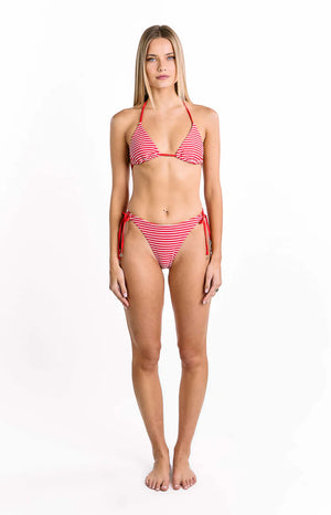 9.0 Swim Wave Red Stripe Tie Bikini Bottoms