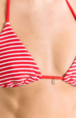 9.0 Swim Wave Red Stripe Triangle Bikini Top