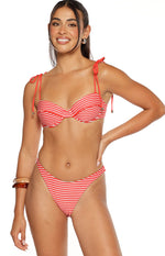 9.0 Swim Bianca Red Stripe Bikini Bottoms Image
