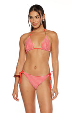 9.0 Swim Wave Red Stripe Tie Bikini Bottoms Image