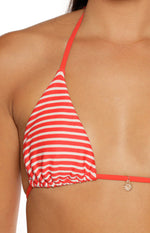 9.0 Swim Wave Red Stripe Triangle Bikini Top