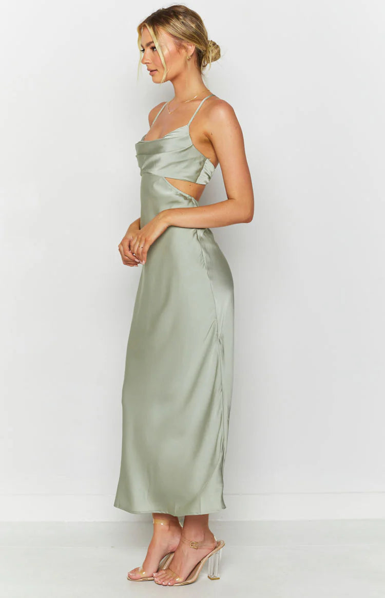 Taleah Cut Out Maxi Dress Sage | Beginning Boutique US 12 Taleah Cut Out Maxi Dress Sage | Beginning Boutique US 12