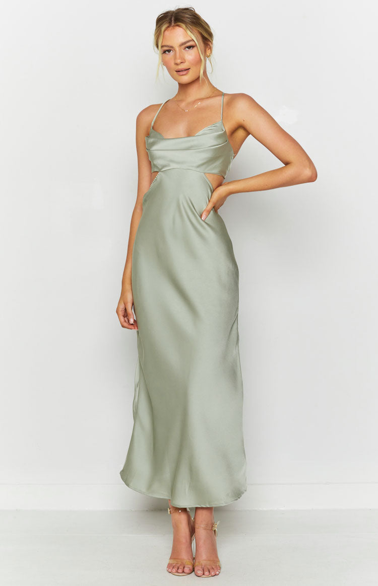 Taleah Cut Out Maxi Dress Sage | Beginning Boutique US 12 Taleah Cut Out Maxi Dress Sage | Beginning Boutique US 12